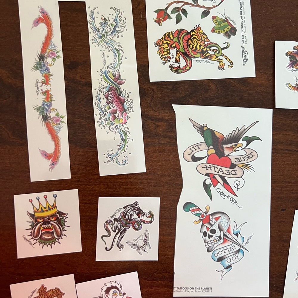 Vintage Ed Hardy Temporary Tattoos Panther Tiger Dead Alive Shark Dragon Dog - Picture 5 of 7